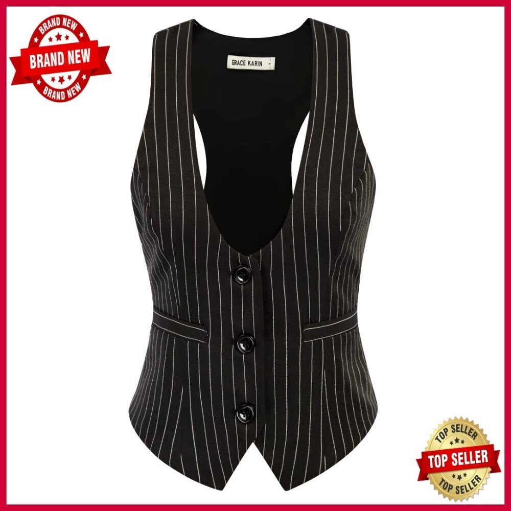 Sleeveless Vest Top Formal Steampunk Blazer Work Office Casual Chic Elegant